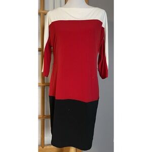 Studio One NY Women's Sheath Dress Sz M Red Black White Career Party Holiday